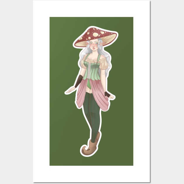 Garden Fairy with a Mushroom Hat Wall Art by Bad Witch